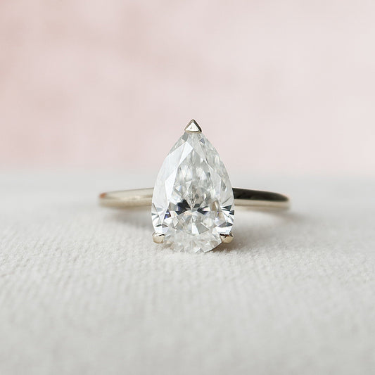 2.0 CT Pear Cut Hidden Halo Style Moissanite Engagement Ring 1