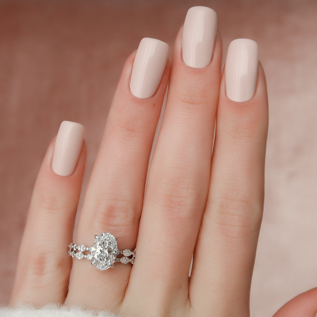 Marquise Cut Cluster Styled Lab Grown Bridal Ring Set