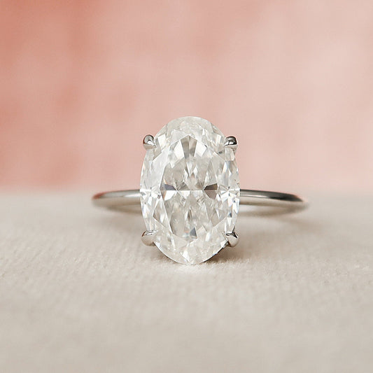 3.5 CT Oval Cut Hidden Halo Moissanite Engagement Ring 1
