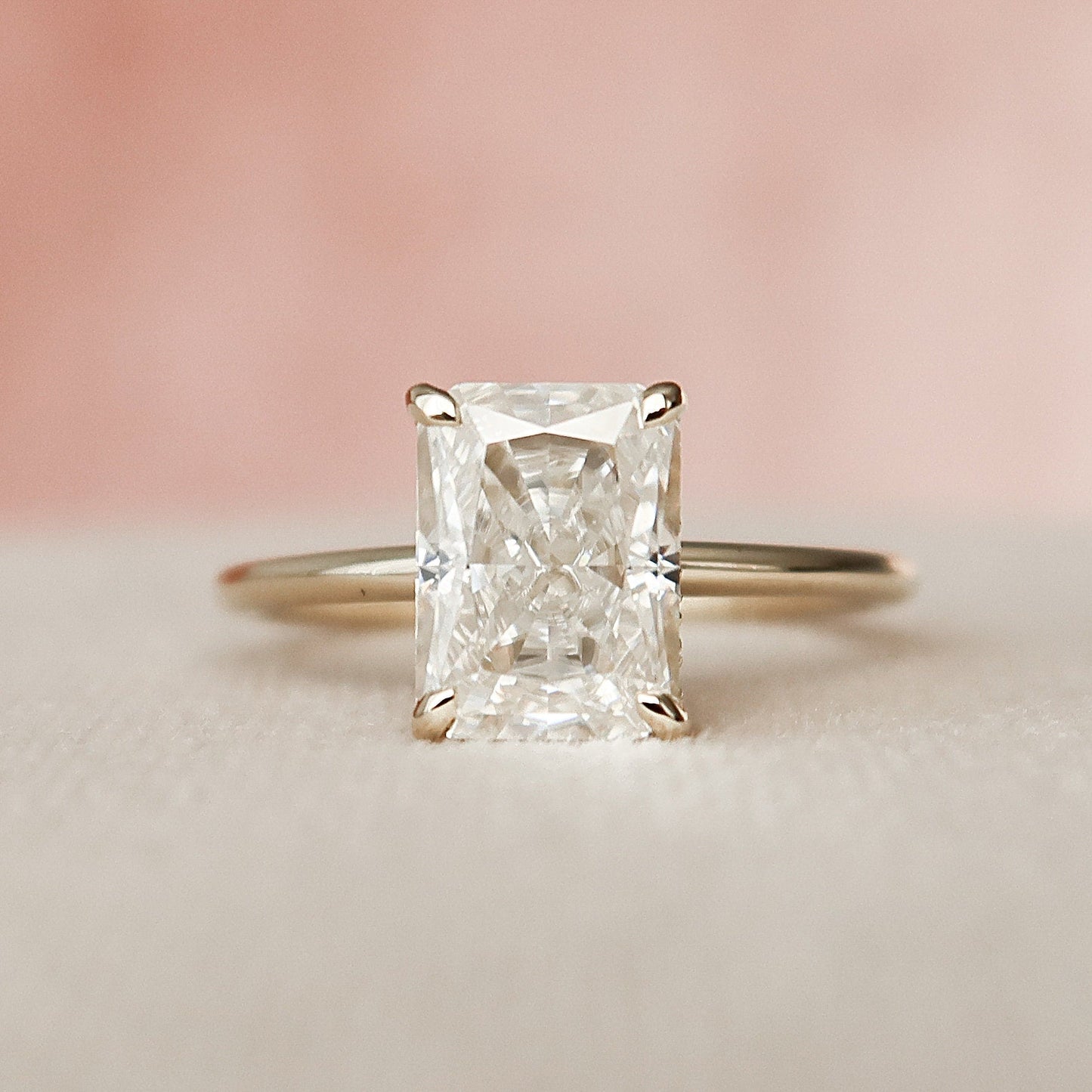 2.0 CT Radiant Cut Hidden Halo Moissanite Engagement Ring 10