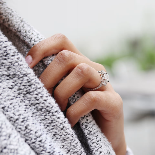 Marquise Cut Cluster Styled Lab Grown Diamond Engagement Ring