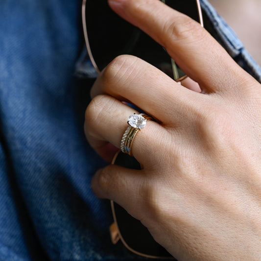 3.0 CT Round Pave Lab Grown Diamond Bridal Set