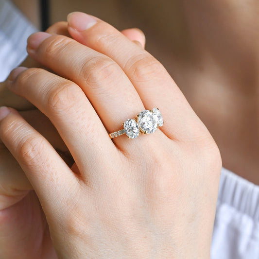 2 CT Round Three Stones Lab Grown Diamond Engagement Ring
