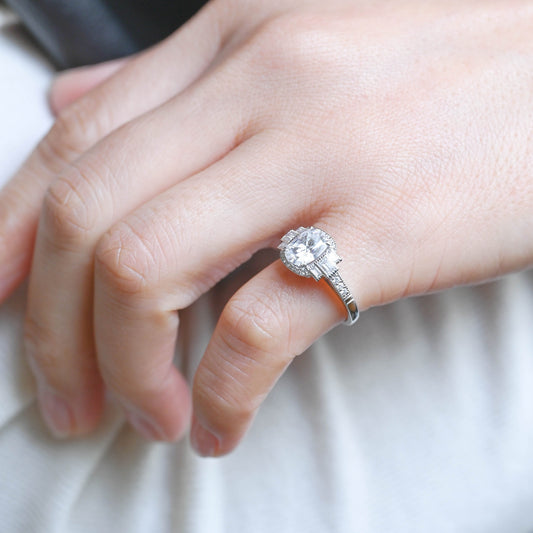 2 CT Round Three Stones Lab Grown Diamond Engagement Ring