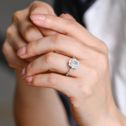 2 CT Round Three Stones Lab Grown Diamond Engagement Ring