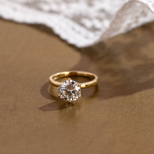 2 CT Round Three Stones Lab Grown Diamond Engagement Ring