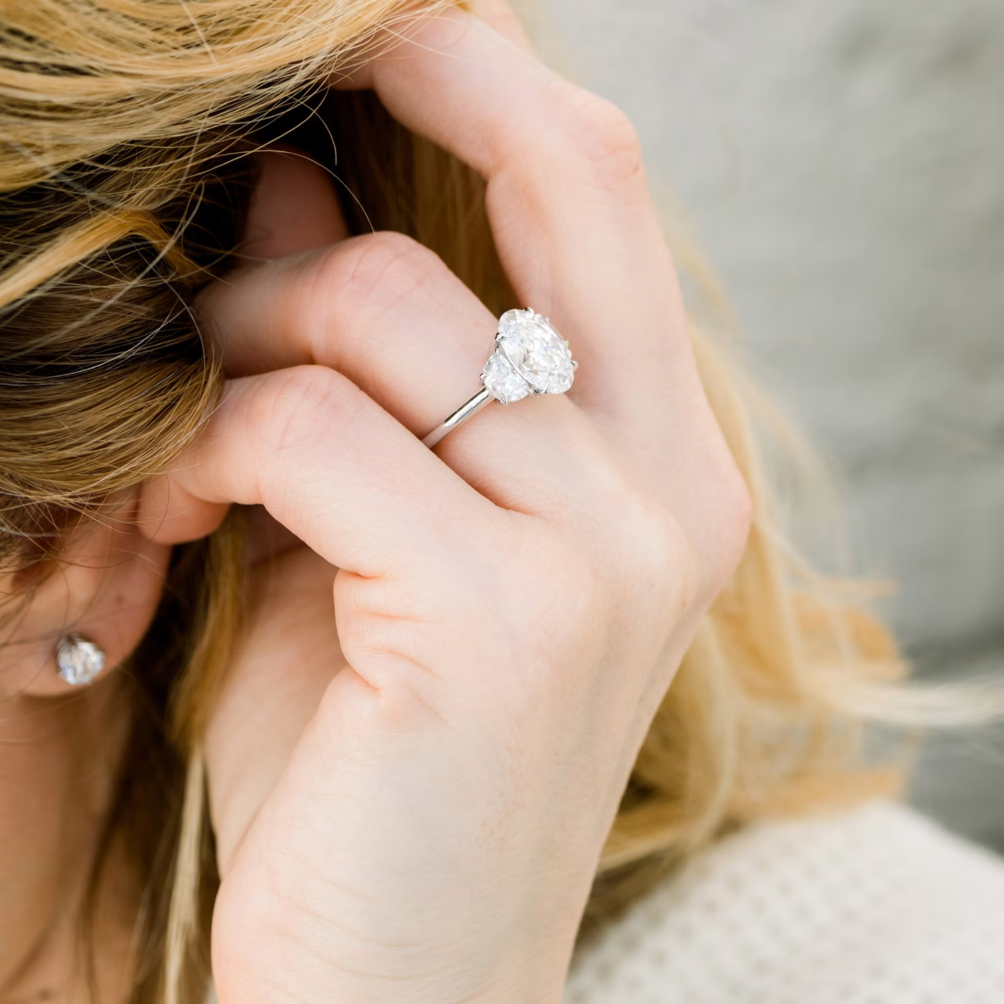 Marquise Cut Cluster Styled Lab Grown Diamond Engagement Ring