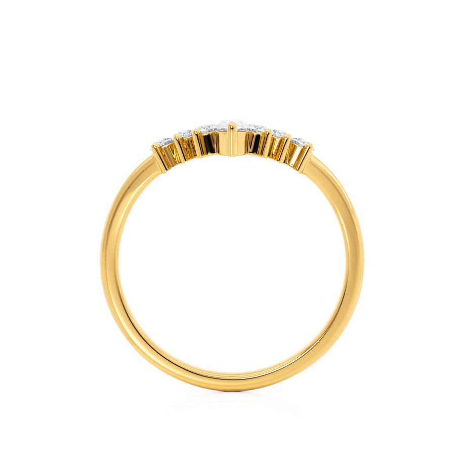 0.28 TCW Round & Pear Shaped Moissanite Curved Style Wedding Band 4