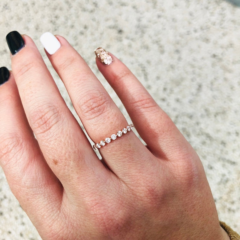 0.60 CT Round Half Eternity EF/VS1 Diamond Engagement Ring 6