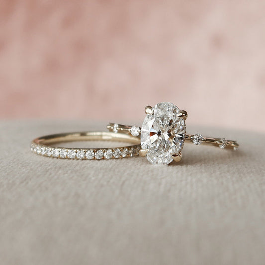Marquise Cut Cluster Styled Lab Grown Bridal Ring Set