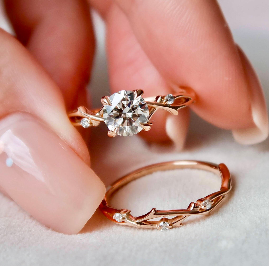 Marquise Cut Cluster Styled Lab Grown Bridal Ring Set