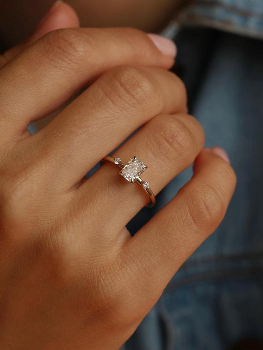 Marquise Cut Cluster Styled Lab Grown Diamond Engagement Ring