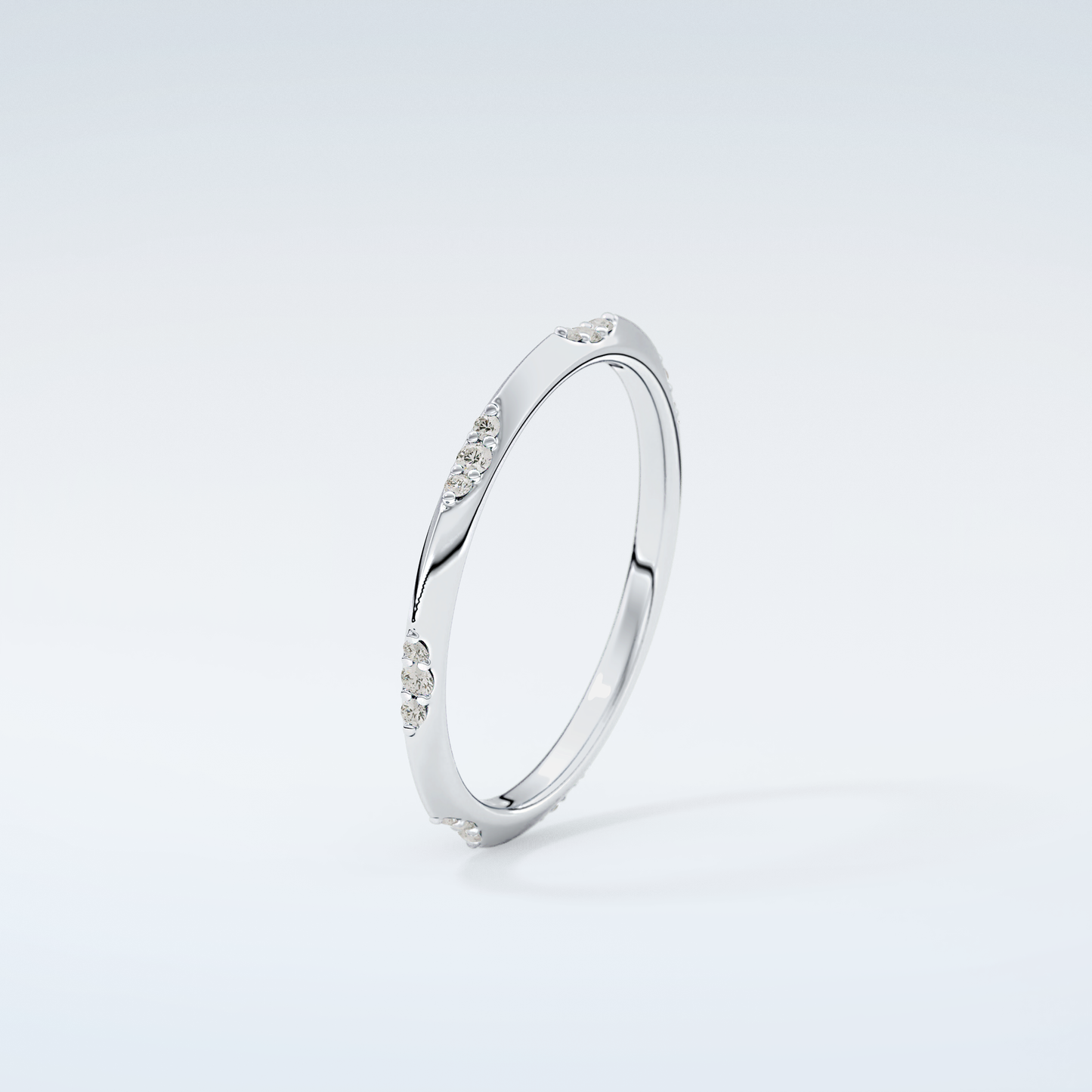 0.09 TCW Round Shaped Moissanite Wedding Band 18