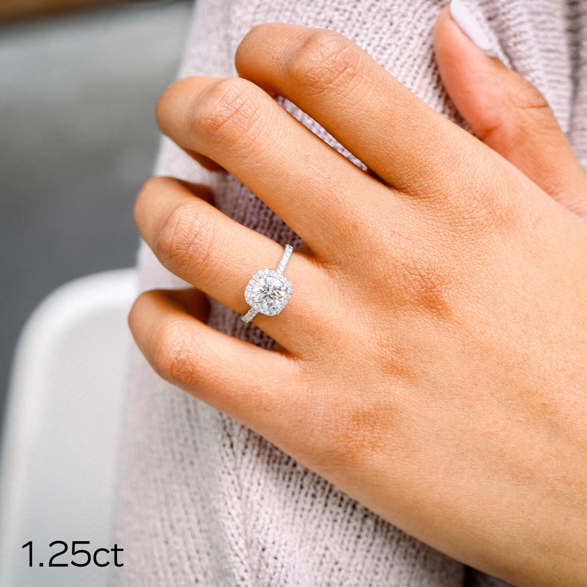 Marquise Cut Cluster Styled Lab Grown Diamond Engagement Ring