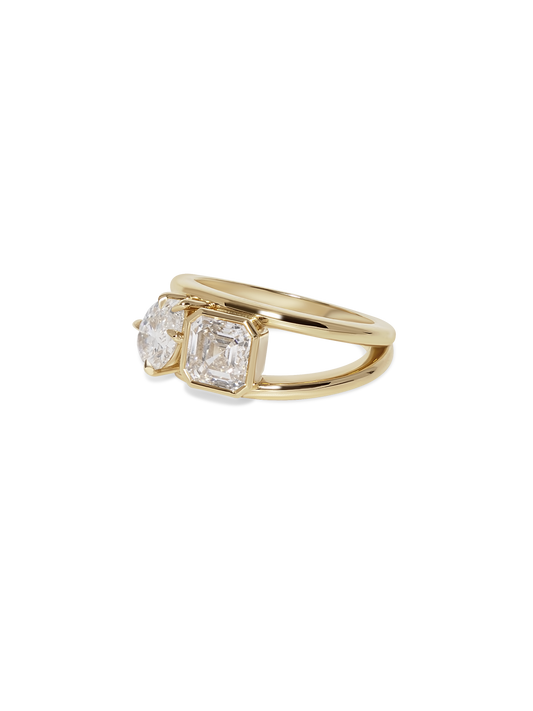 2 CT Round Three Stones Lab Grown Diamond Engagement Ring