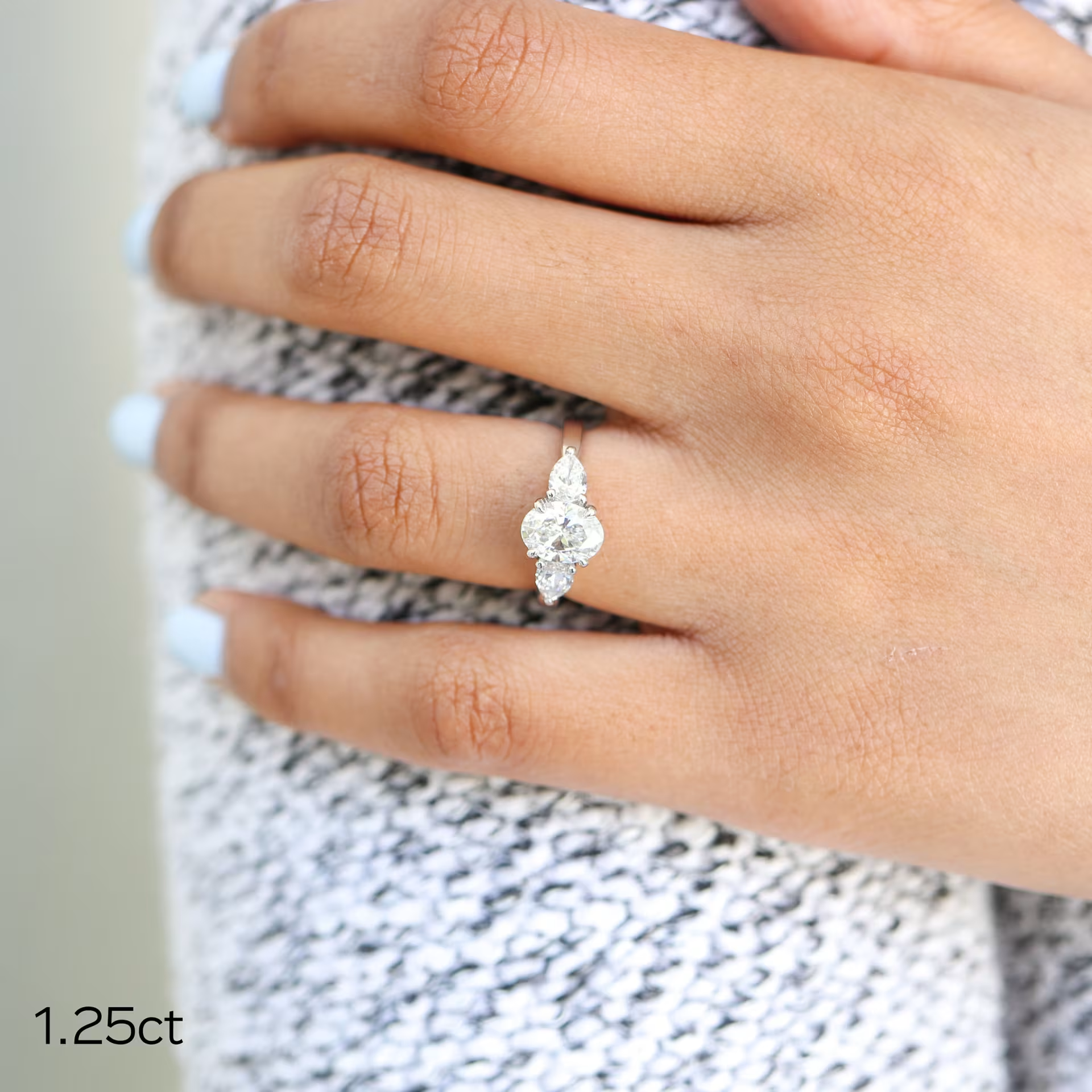 Marquise Cut Cluster Styled Lab Grown Diamond Engagement Ring