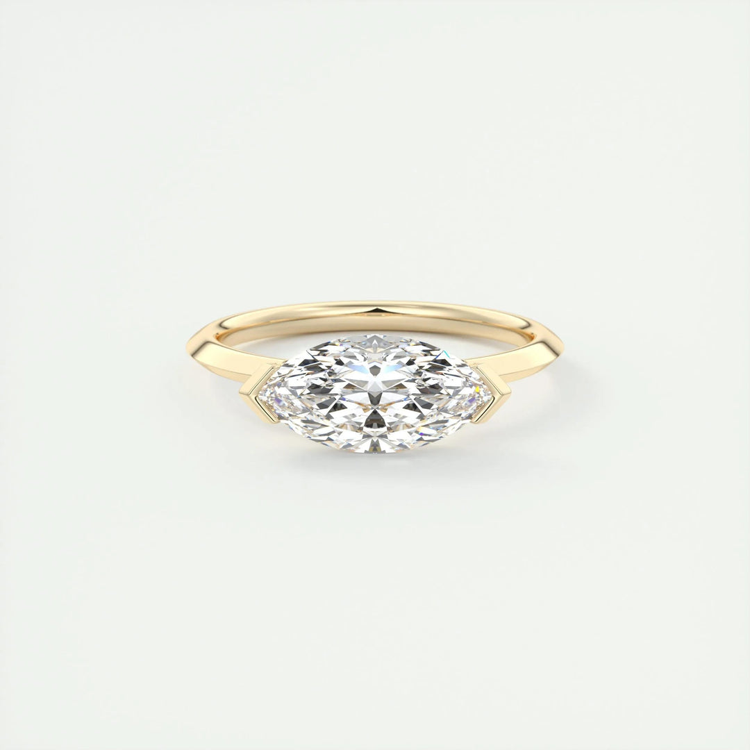 1.98 CT Marquise Moissanite East-West Engagement Ring (US Size 8.25 Ready To Ship)