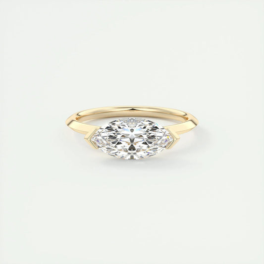 1.98 CT Marquise Moissanite East-West Engagement Ring (US Size 8.25 Ready To Ship)