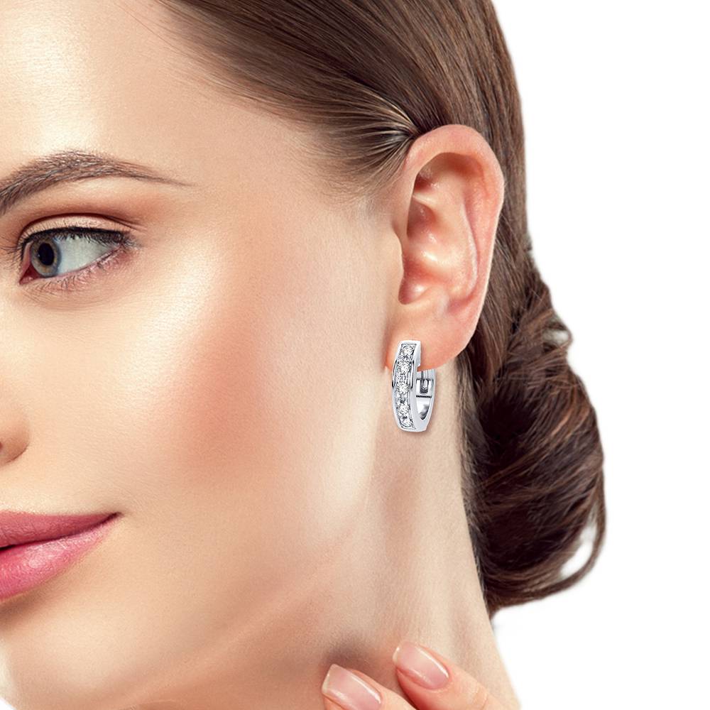 0.05 TCW Round Cut Hoops Moissanite Earrings 1
