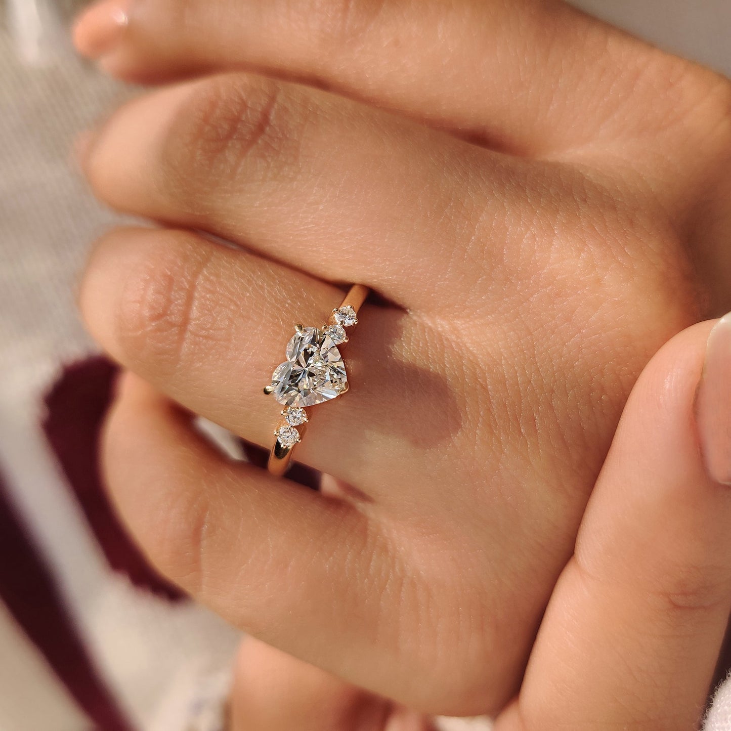 Heart Cluster Lab Grown Diamond Engagement Ring