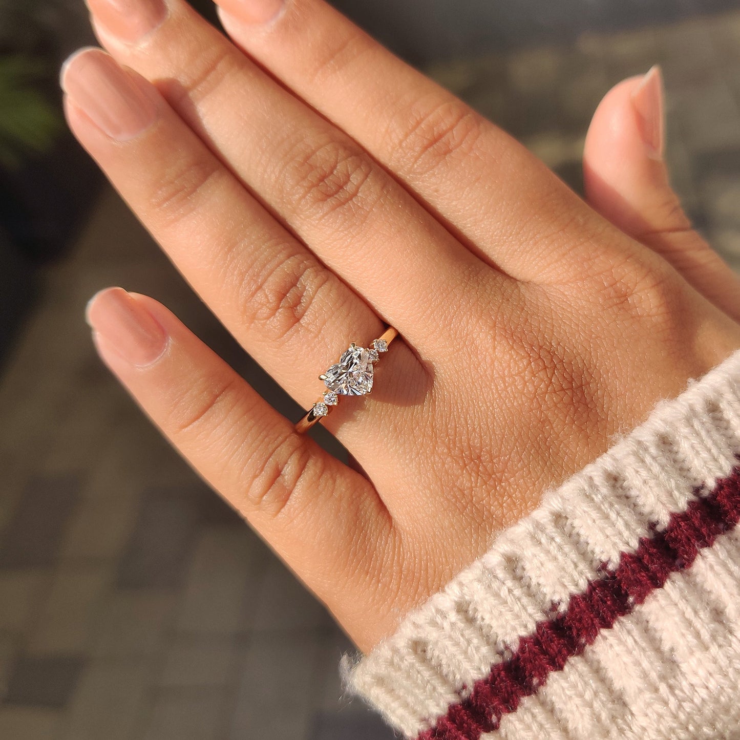 Heart Cluster Lab Grown Diamond Engagement Ring