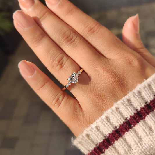 Heart Cluster Lab Grown Diamond Engagement Ring