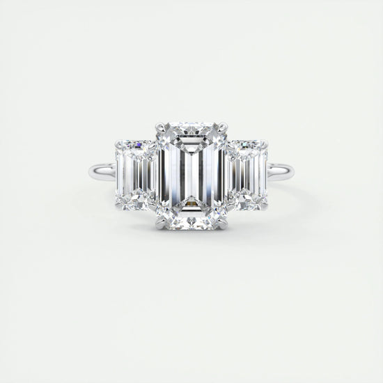 2 CT Emerald Three Stone CVD F/VS1 Diamond Engagement Ring 1