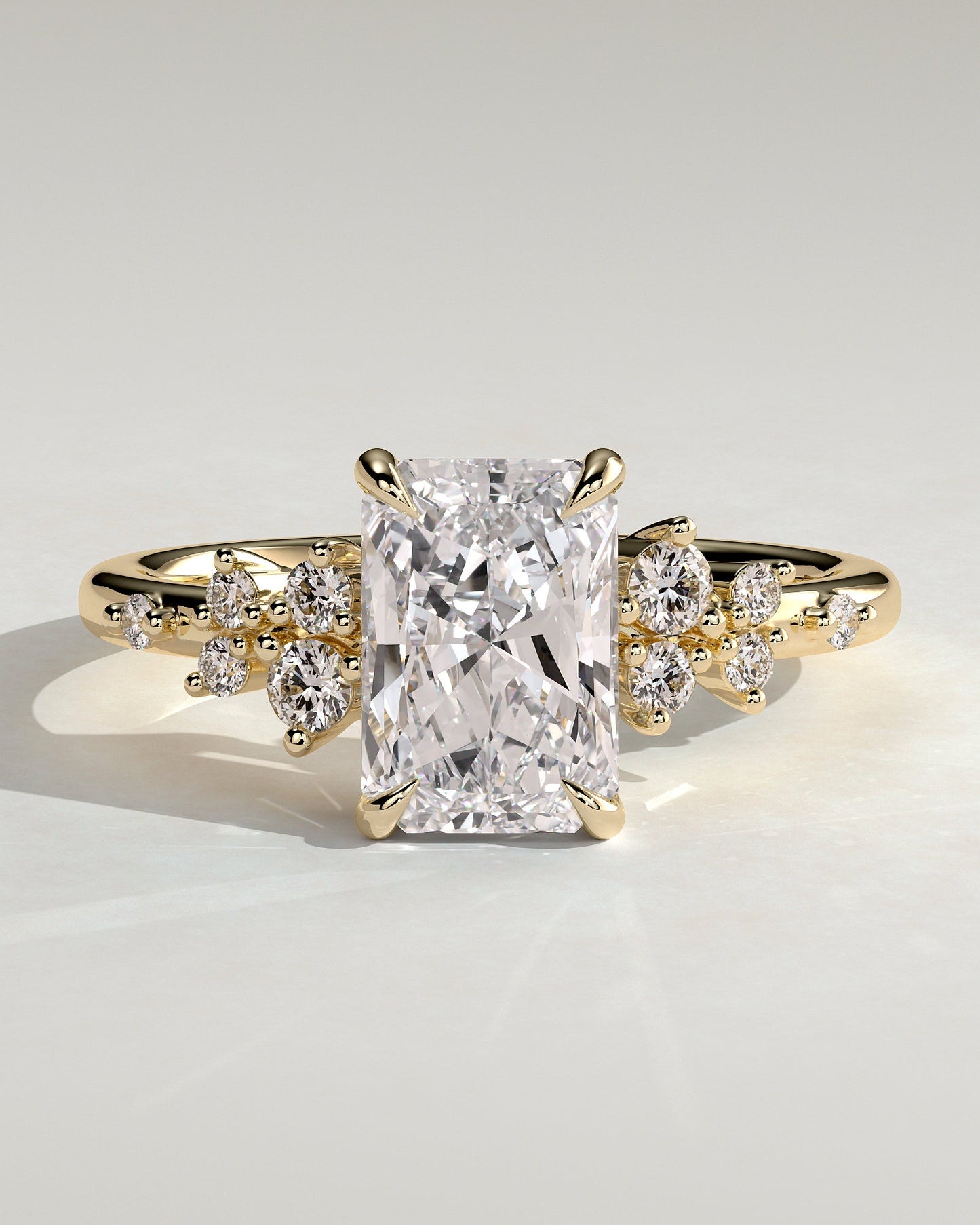 Radiant Cluster Lab Grown Diamond Engagement Ring