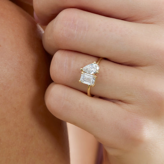 2 CT Round Three Stones Lab Grown Diamond Engagement Ring