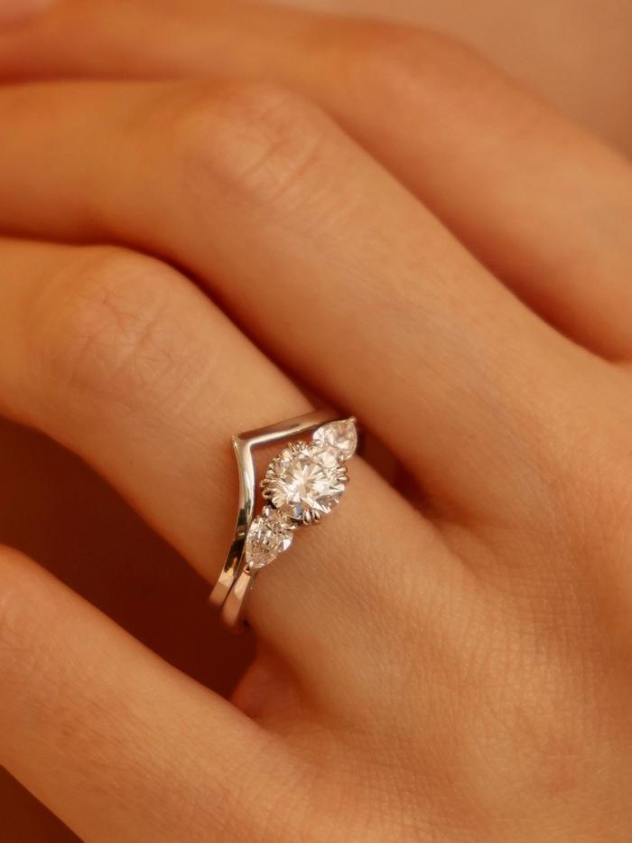 Marquise Cut Cluster Styled Lab Grown Diamond Engagement Ring