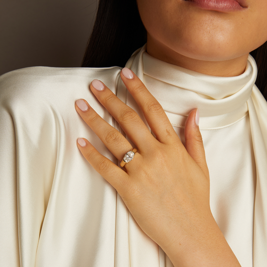 2 CT Round Three Stones Lab Grown Diamond Engagement Ring