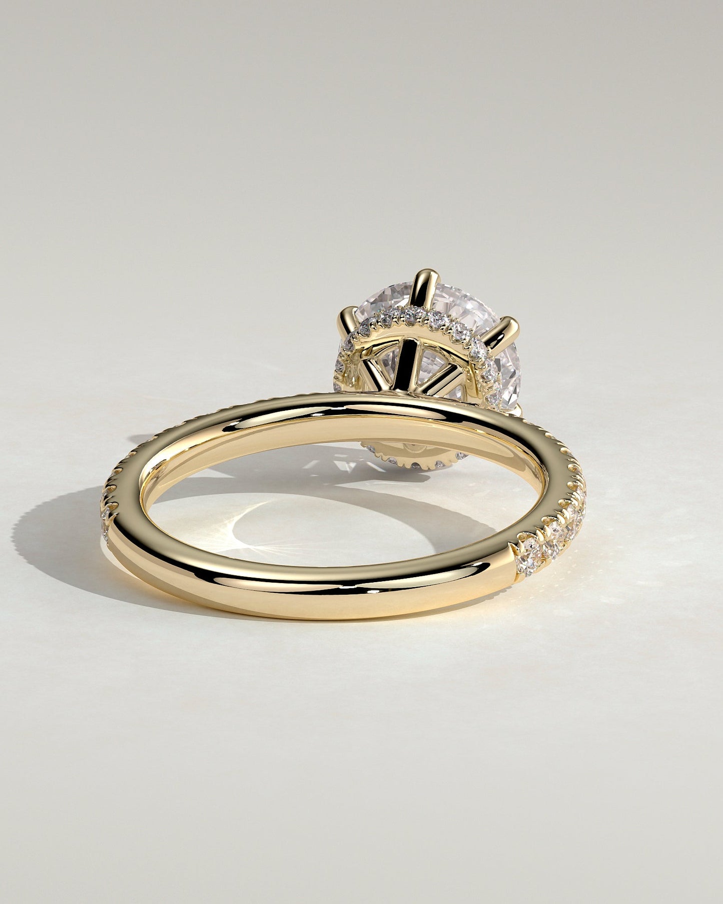 Round Halo, Pave & Split Shank Engagement Ring – 1.93 CT Lab Grown Diamond