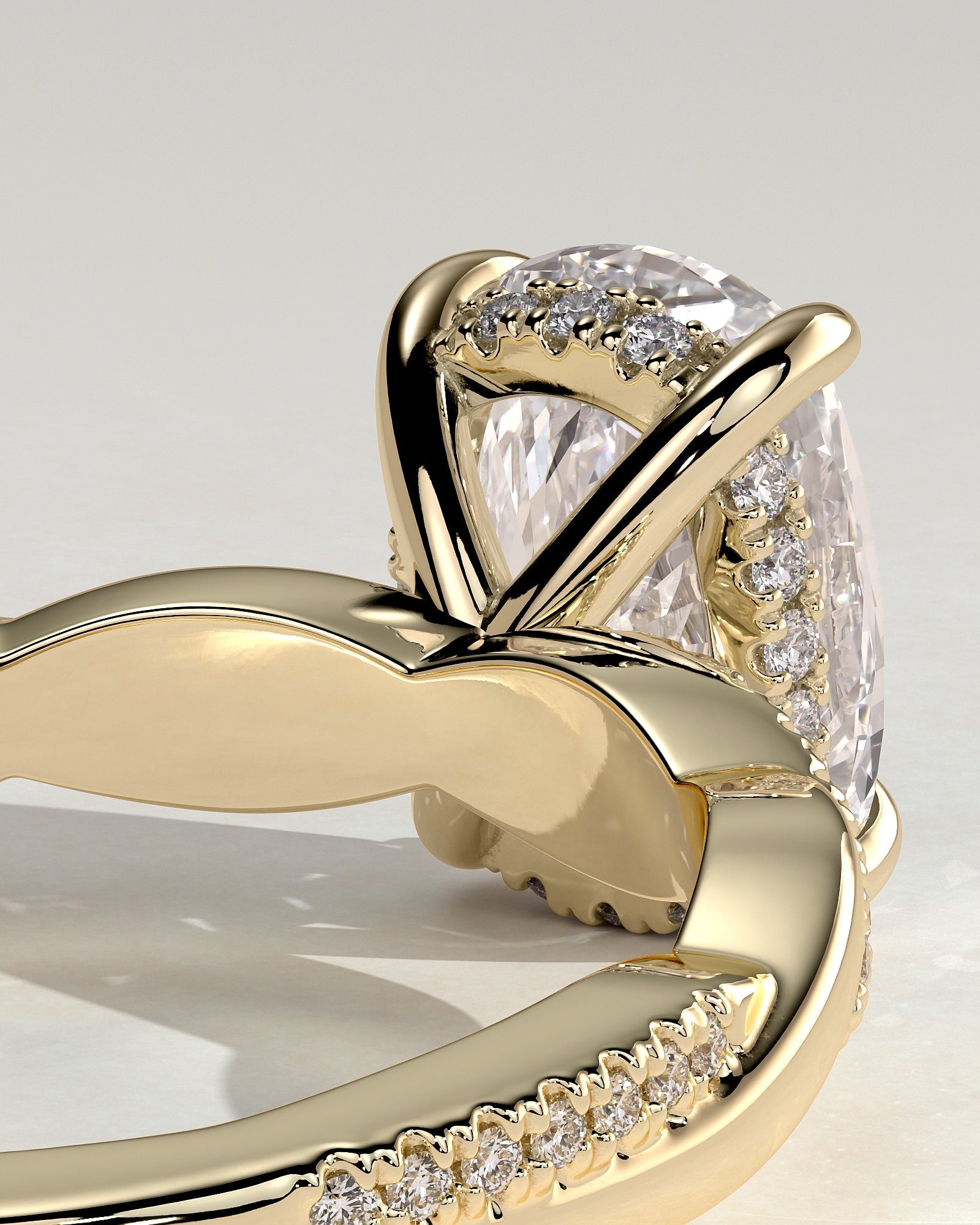 Round Halo, Pave & Split Shank Engagement Ring – 1.93 CT Lab Grown Diamond