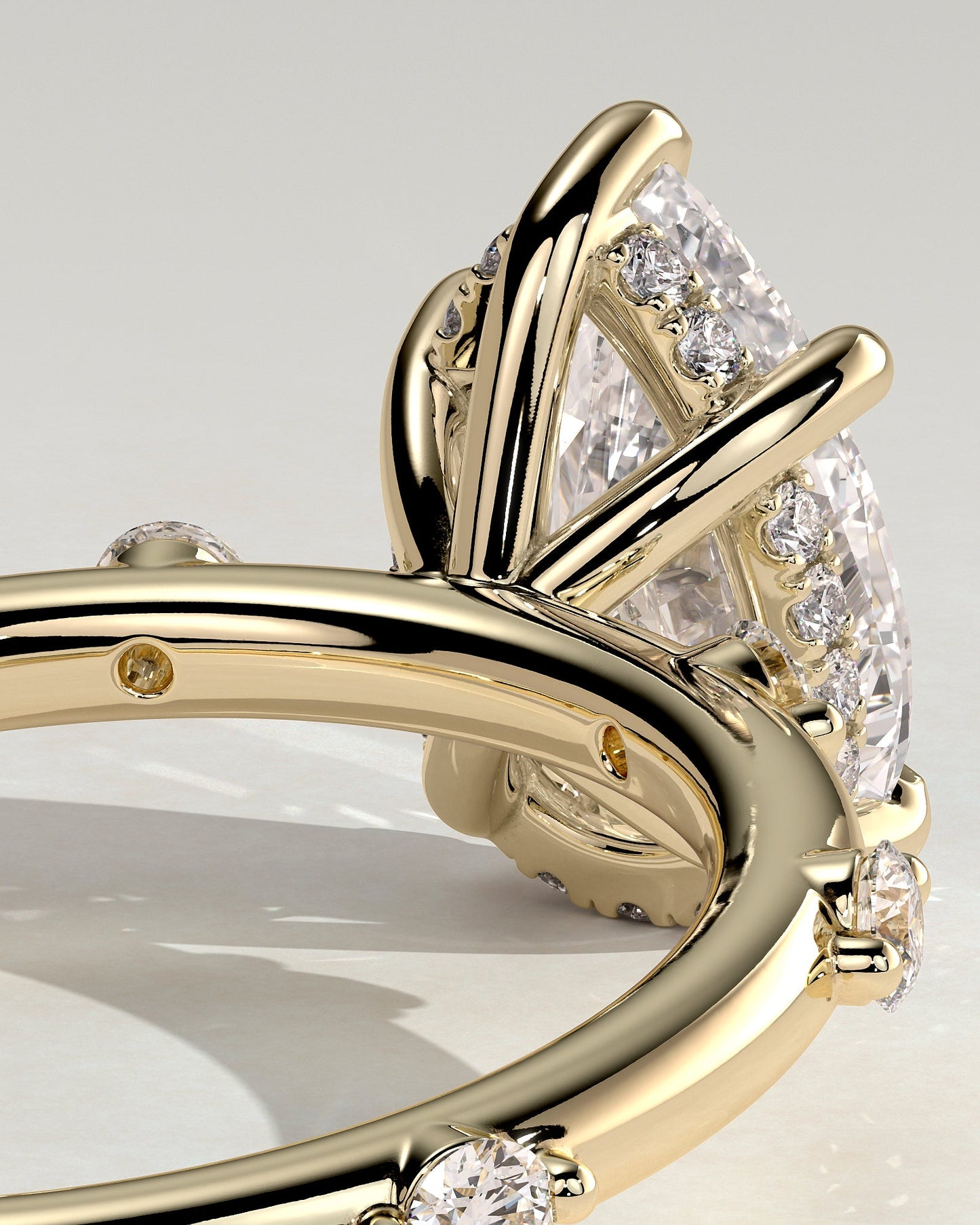 Round Halo, Pave & Split Shank Engagement Ring – 1.93 CT Lab Grown Diamond