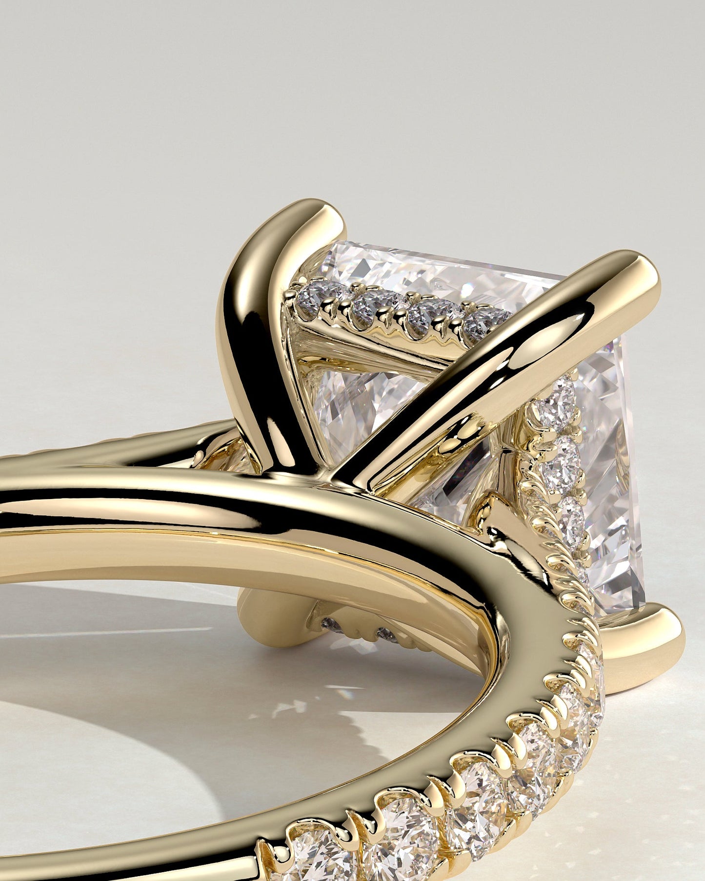 Round Halo, Pave & Split Shank Engagement Ring – 1.93 CT Lab Grown Diamond
