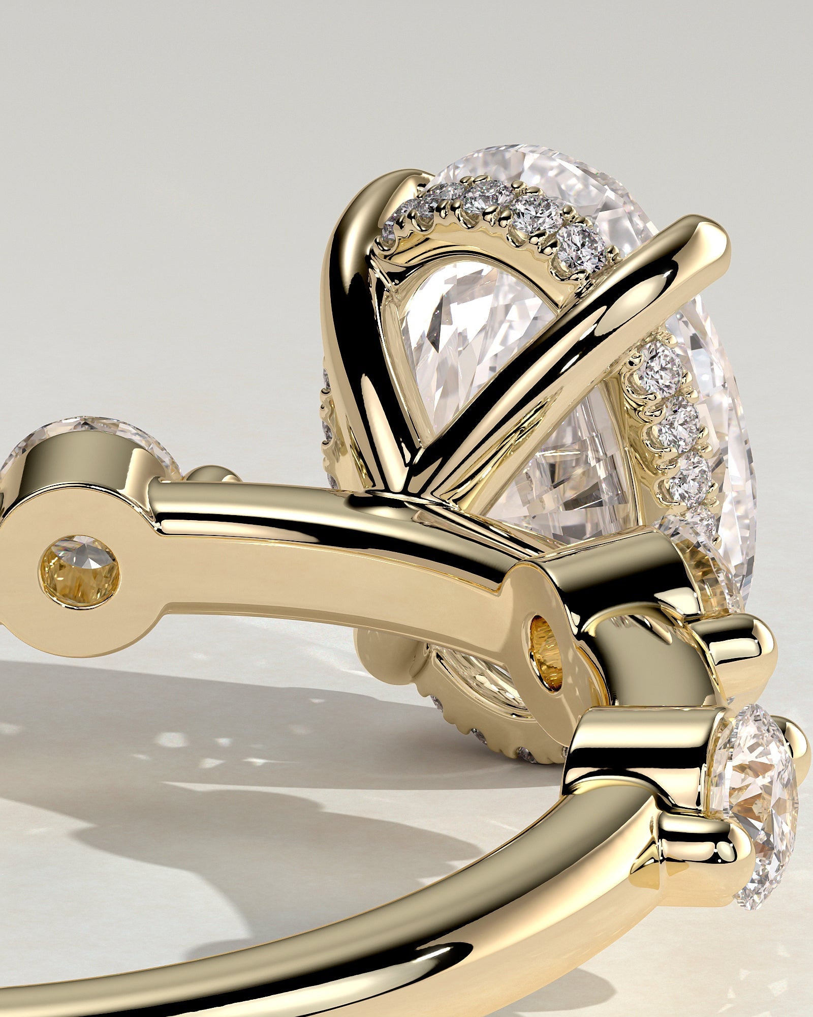 Round Halo, Pave & Split Shank Engagement Ring – 1.93 CT Lab Grown Diamond