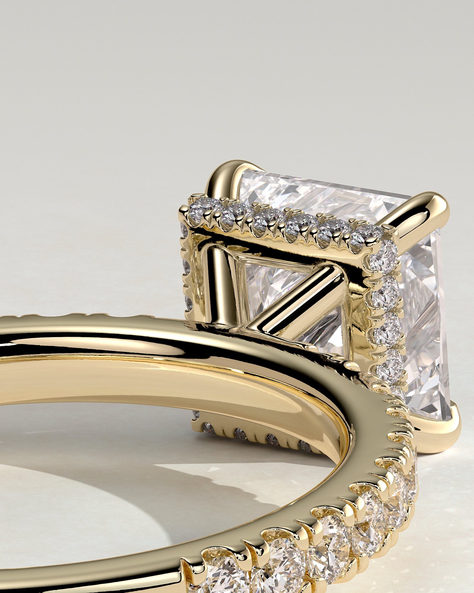 Round Halo, Pave & Split Shank Engagement Ring – 1.93 CT Lab Grown Diamond