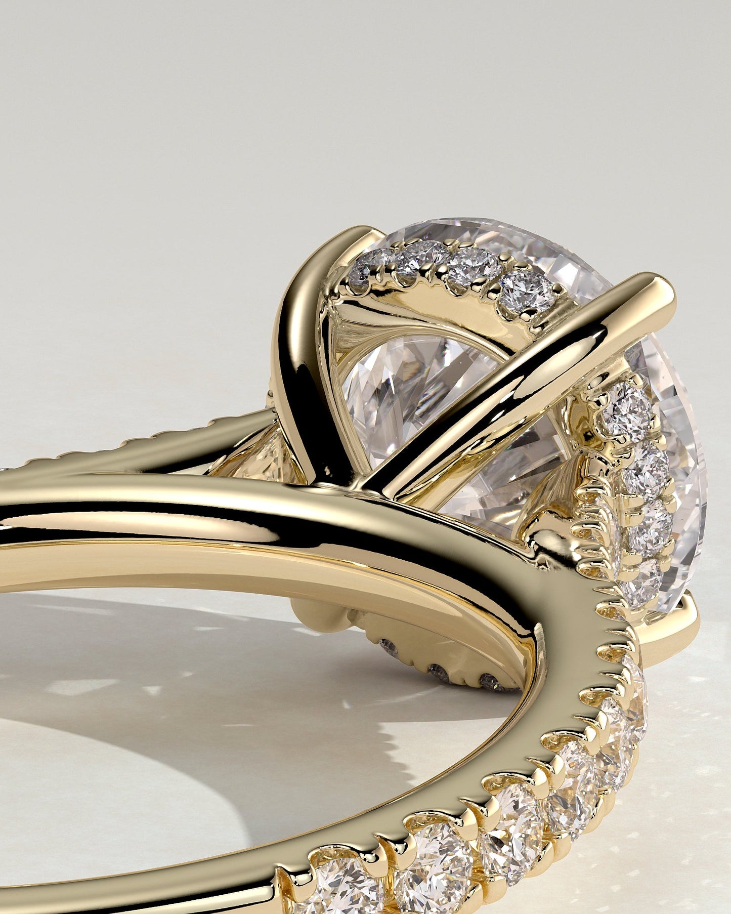 Round Halo, Pave & Split Shank Engagement Ring – 1.93 CT Lab Grown Diamond