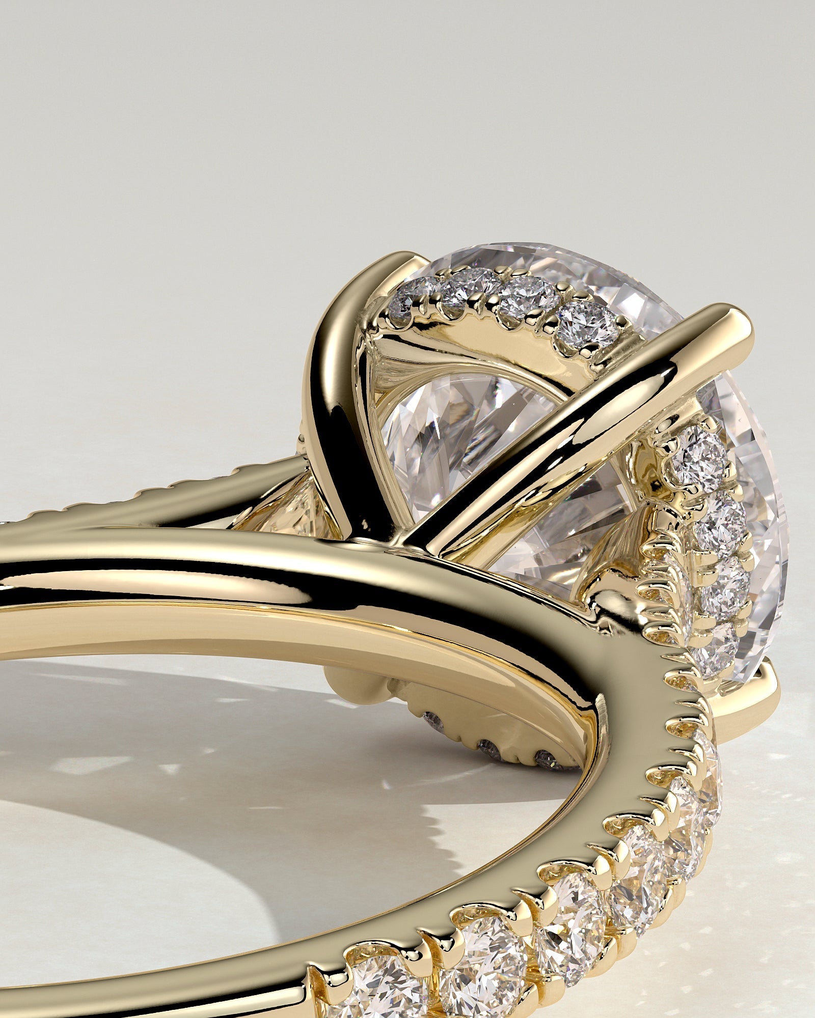 Round Halo, Pave & Split Shank Engagement Ring – 1.93 CT Lab Grown Diamond