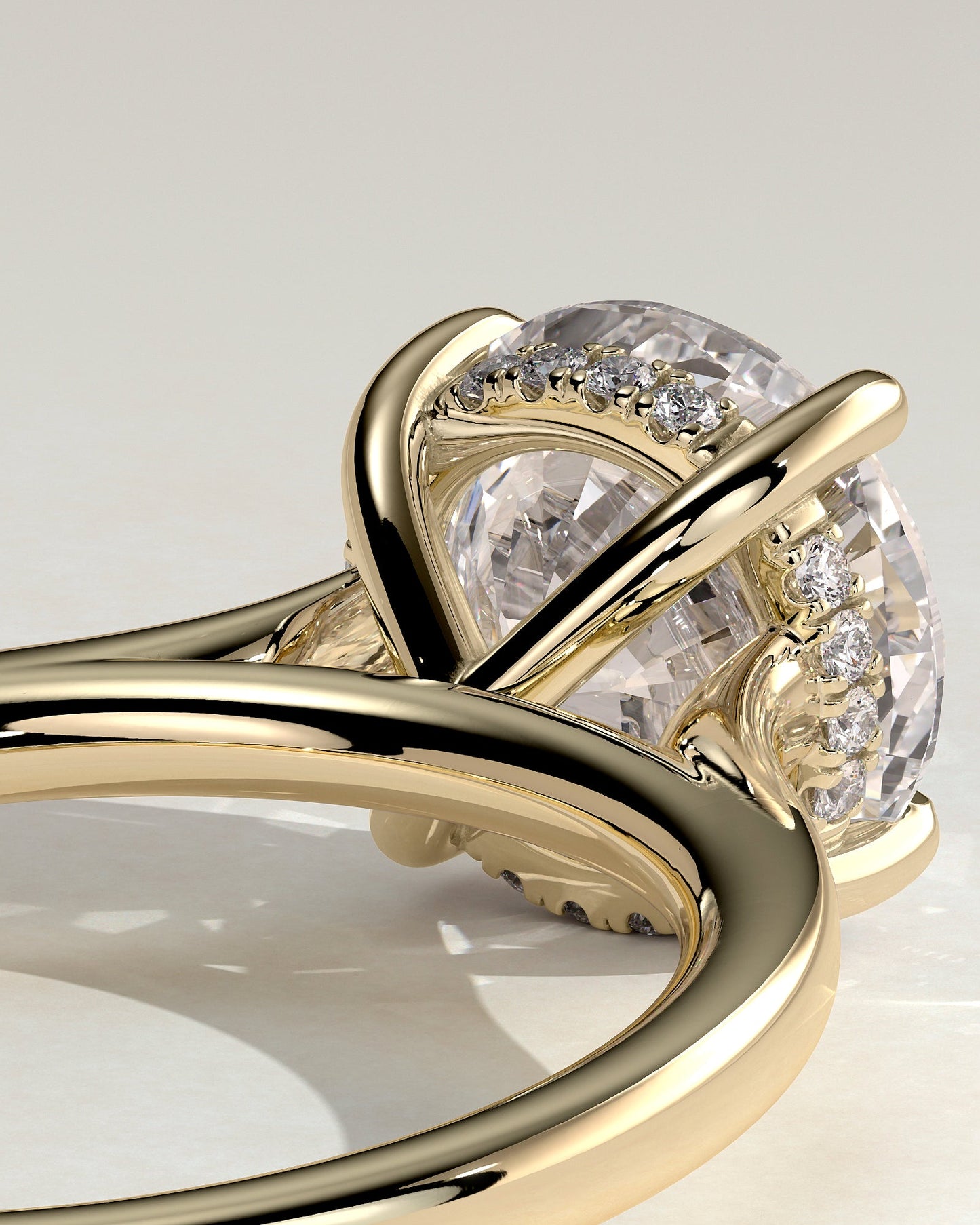 Round Halo, Pave & Split Shank Engagement Ring – 1.93 CT Lab Grown Diamond