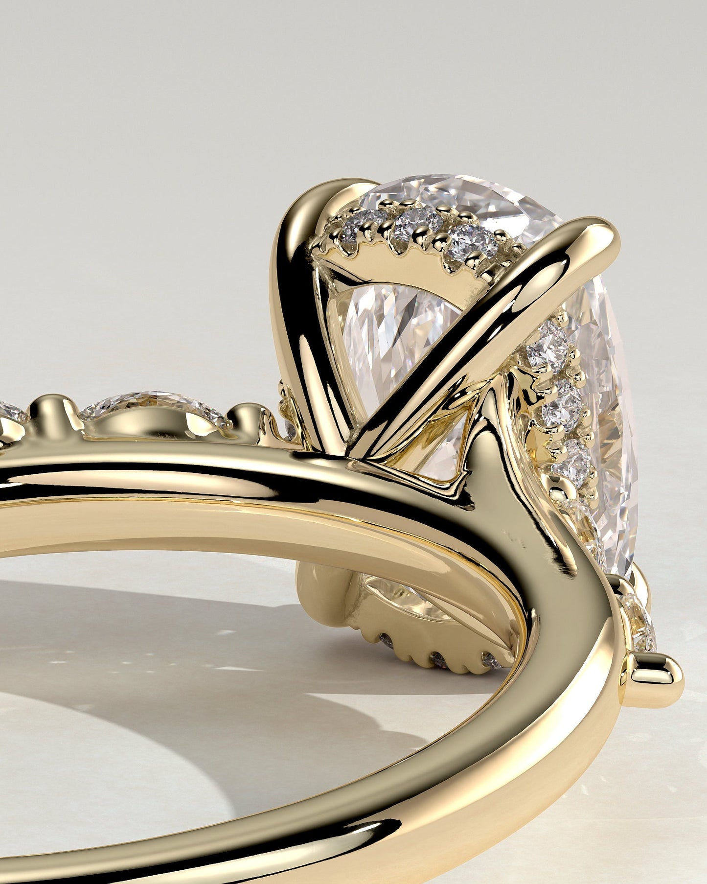 Round Halo, Pave & Split Shank Engagement Ring – 1.93 CT Lab Grown Diamond