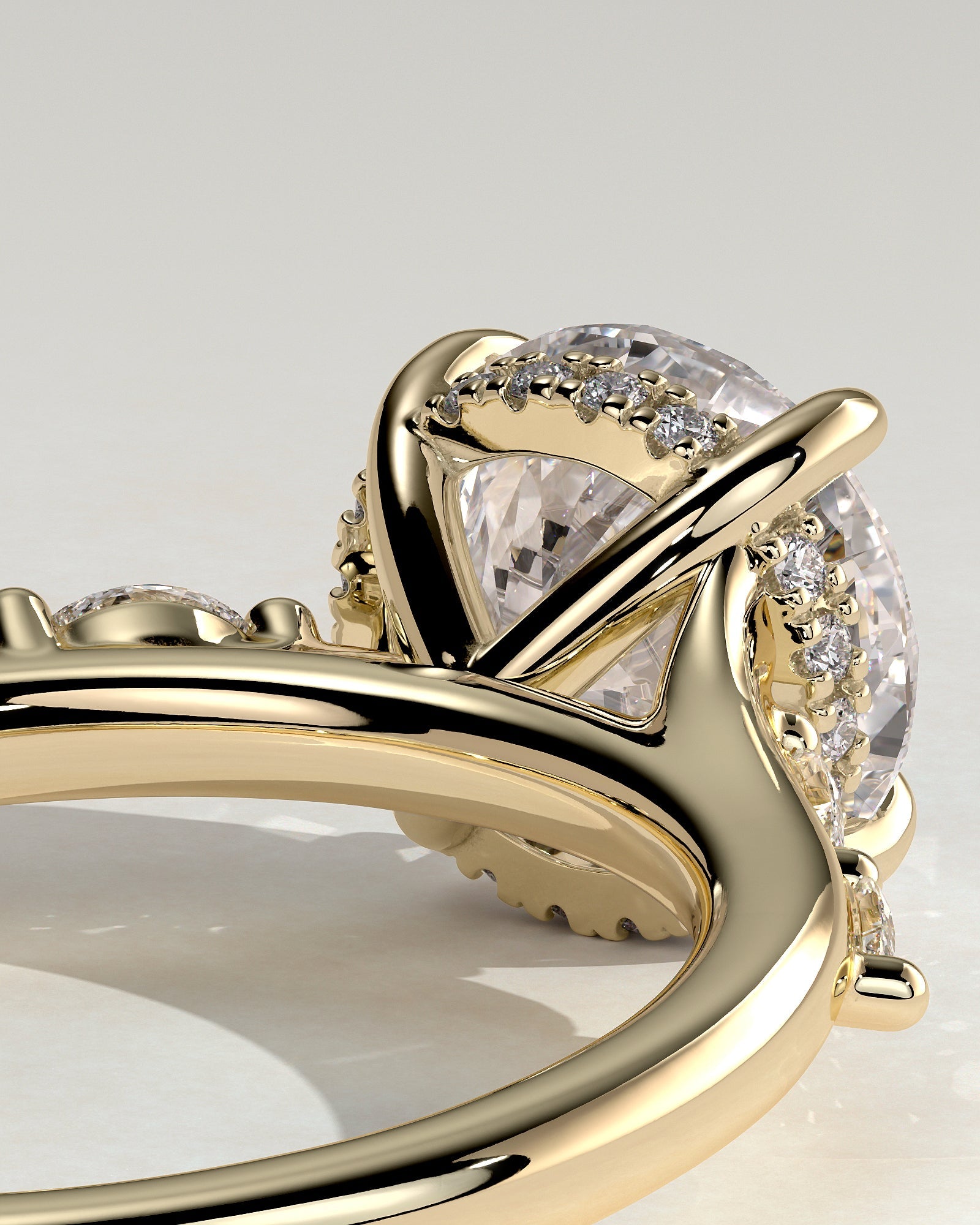 Round Halo, Pave & Split Shank Engagement Ring – 1.93 CT Lab Grown Diamond