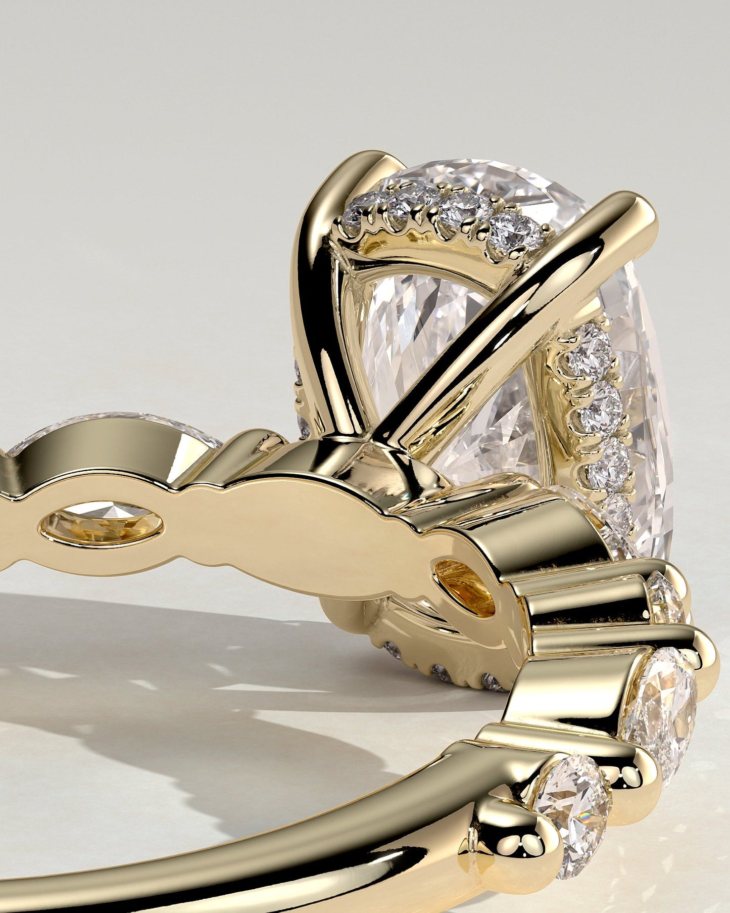 Round Halo, Pave & Split Shank Engagement Ring – 1.93 CT Lab Grown Diamond