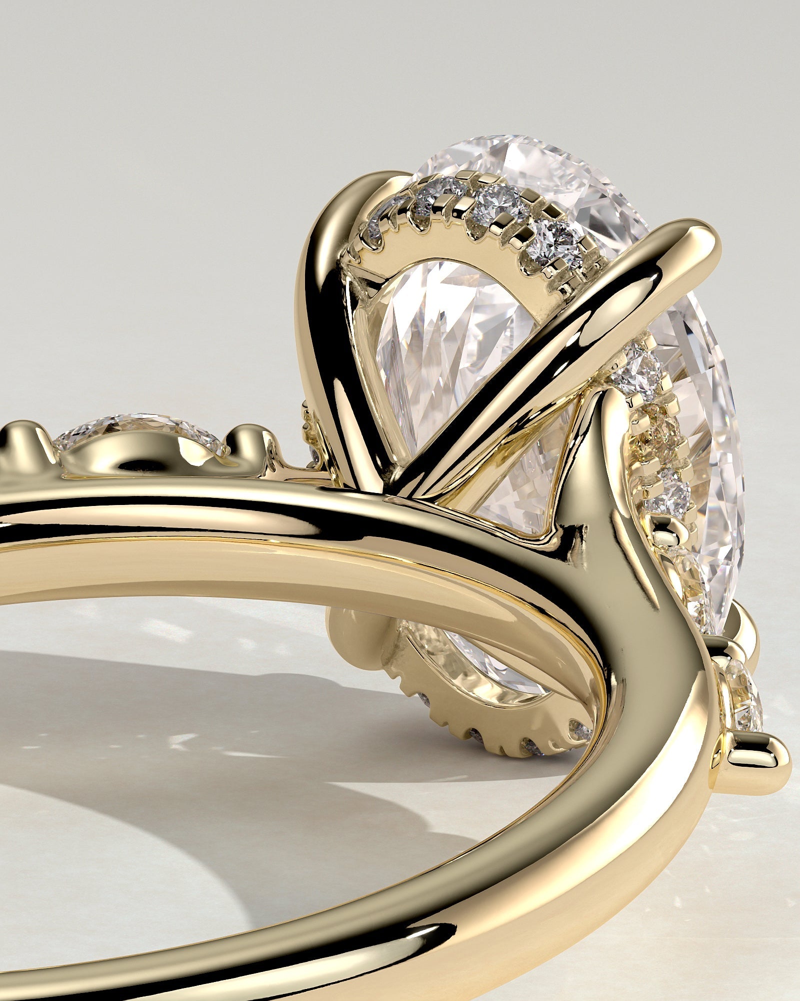 Round Halo, Pave & Split Shank Engagement Ring – 1.93 CT Lab Grown Diamond