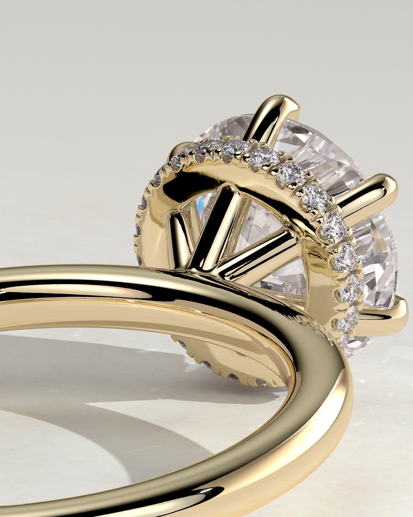 Round Halo, Pave & Split Shank Engagement Ring – 1.93 CT Lab Grown Diamond