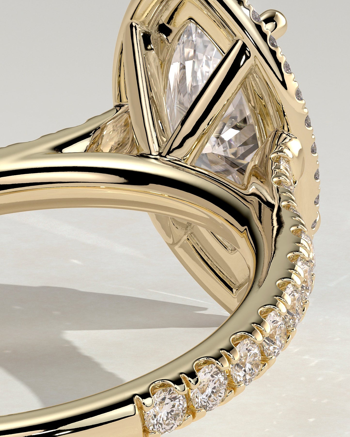 Round Halo, Pave & Split Shank Engagement Ring – 1.93 CT Lab Grown Diamond