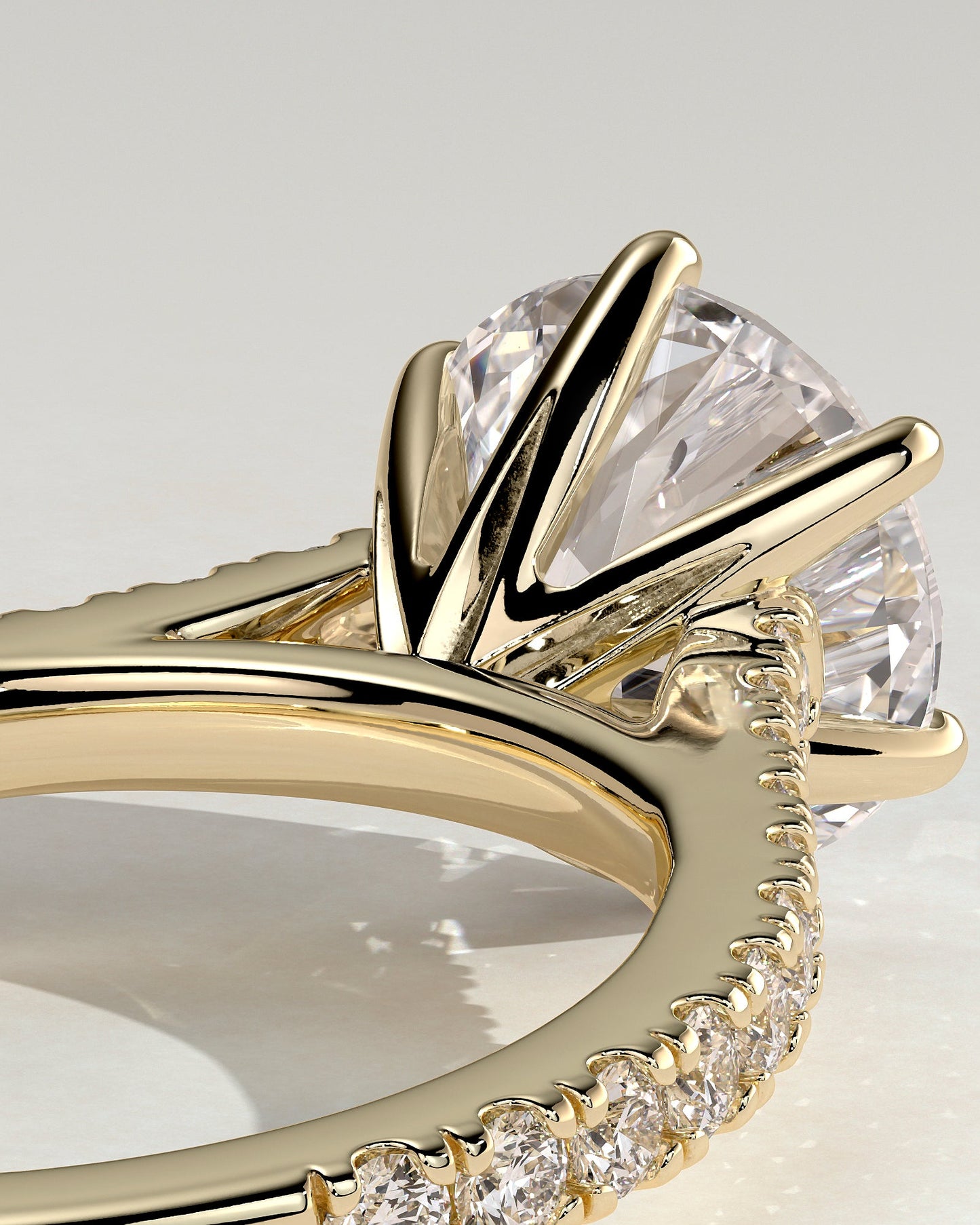Round Halo, Pave & Split Shank Engagement Ring – 1.93 CT Lab Grown Diamond