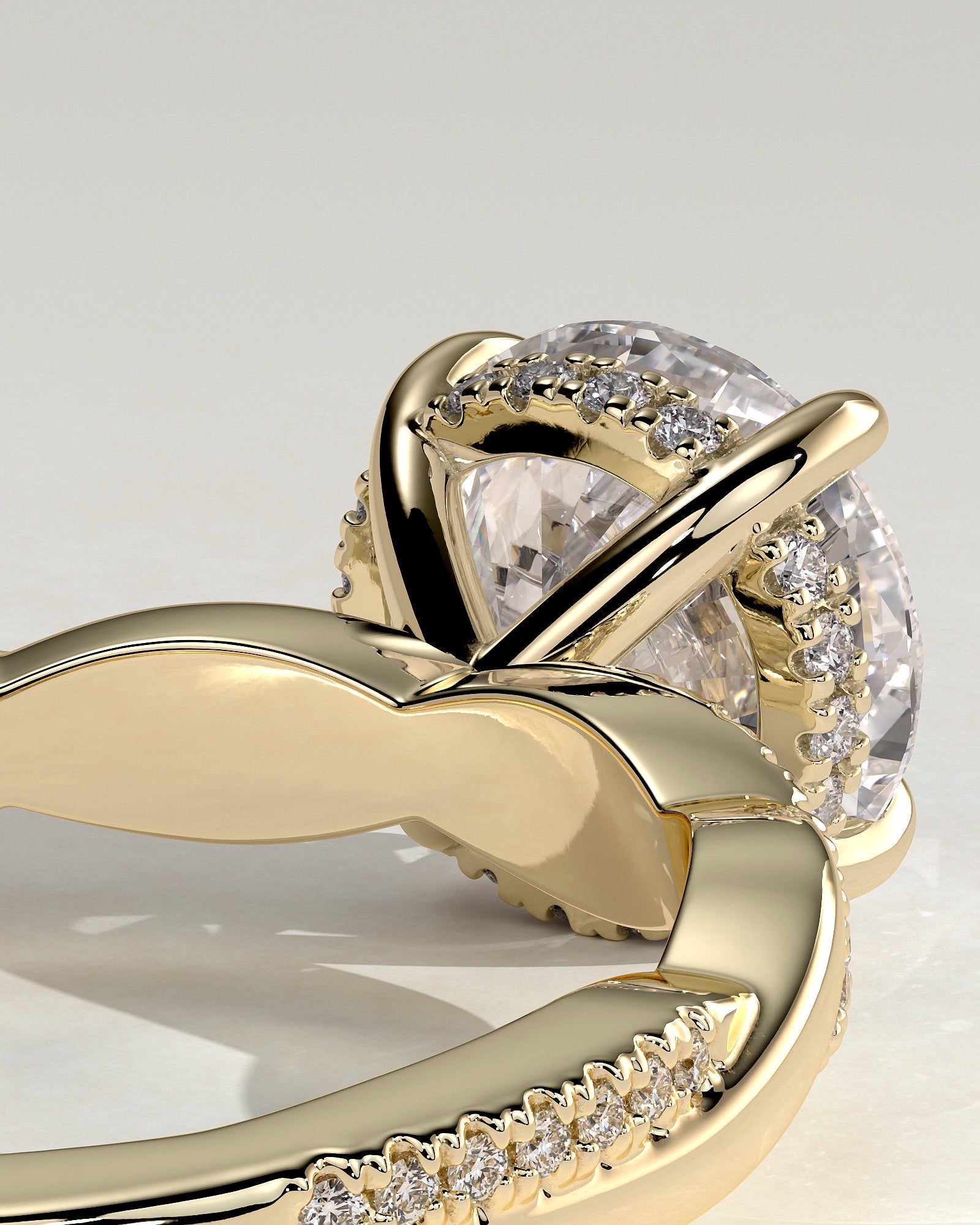 Round Halo, Pave & Split Shank Engagement Ring – 1.93 CT Lab Grown Diamond