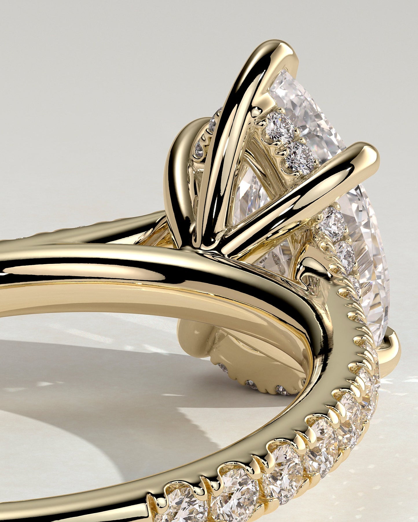 Round Halo, Pave & Split Shank Engagement Ring – 1.93 CT Lab Grown Diamond