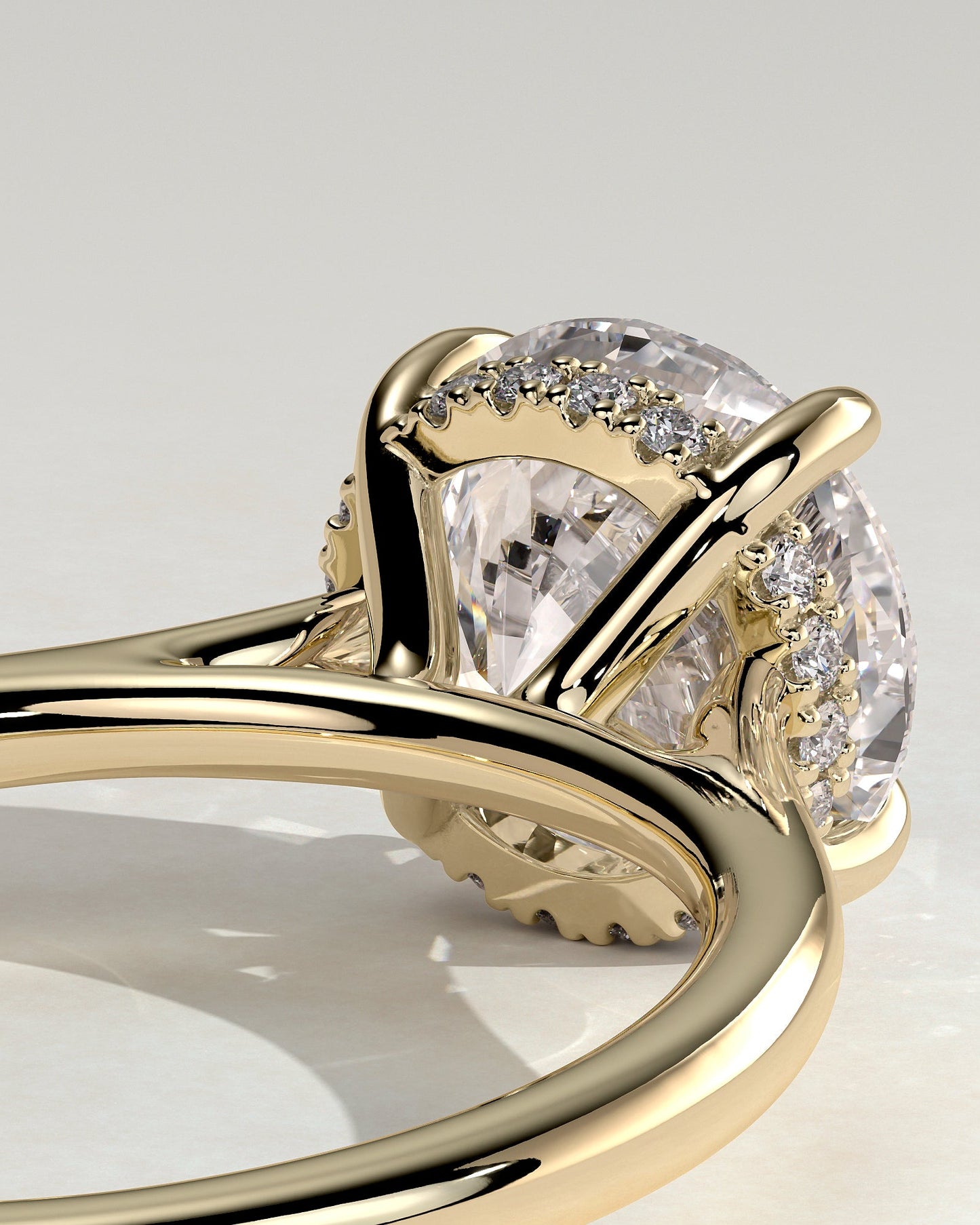 Round Halo, Pave & Split Shank Engagement Ring – 1.93 CT Lab Grown Diamond